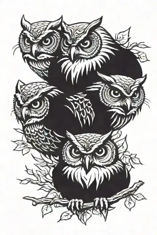 hear no evil speak no evil hear no evil 3 owls sitting tattoo design idea