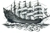 boat 18th century tattoo design idea