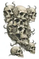 multiple floating ghost skull   tattoo design idea