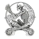 Skeleton  Sitting Down, Meditating, Facing Forward tattoo design idea
