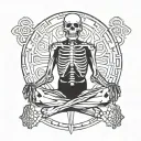 Skeleton  Sitting Down, Meditating, Facing Forward tattoo design idea