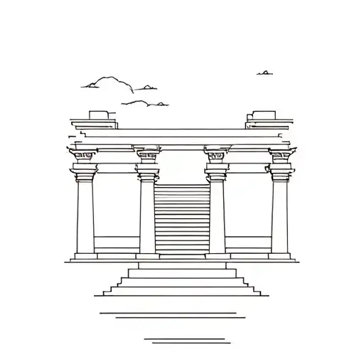 temple ruins tattoo design idea