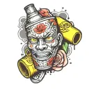 spray can with face tattoo design idea