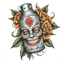 spray can with face tattoo design idea
