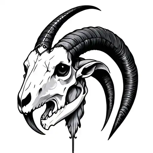 Capricorn Symbol and goat skull tattoo design idea