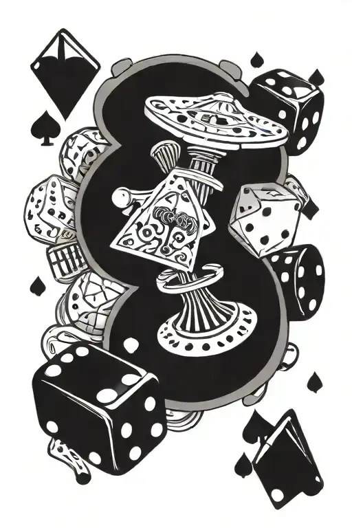 poker cards on forearm with casino chips and dice running up arm and connecting to roulette wheel on my chest tattoo design idea