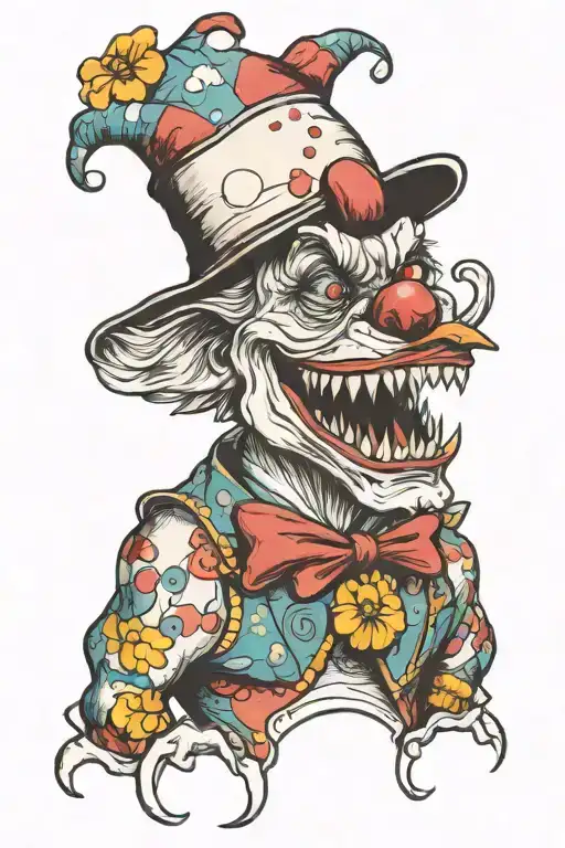 clown Trex tattoo design idea