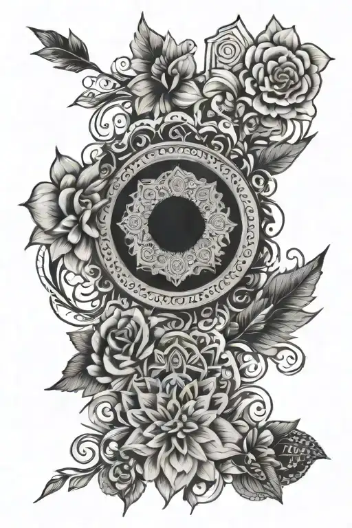 mandala design incorporating song lyrics of Drinkin and Dreaming by Waylon Jennings tattoo design idea