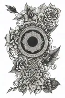 mandala design incorporating song lyrics of Drinkin and Dreaming by Waylon Jennings tattoo design idea