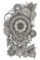 mandala design incorporating song lyrics of Drinkin and Dreaming by Waylon Jennings tattoo design idea