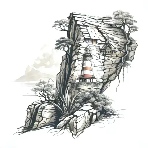pinnacle cliff edge tattoo design idea