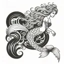 Design a mermaid made of flowing smoke, with wispy details to create an ethereal, mysterious look tattoo design idea