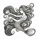 Design a mermaid made of flowing smoke, with wispy details to create an ethereal, mysterious look tattoo design idea