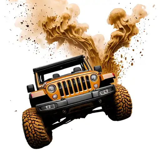 jeep in mud happily tattoo design idea
