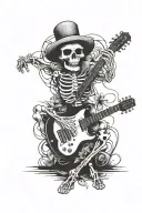 skeleton play guitar tattoo design idea