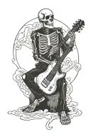 skeleton play guitar tattoo design idea