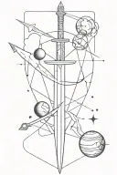 Sword, Shield, Planets tattoo design idea