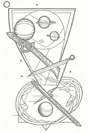 Sword, Shield, Planets tattoo design idea