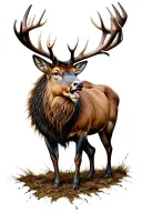 roaring red stag tattoo design idea