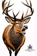 roaring red stag tattoo design idea