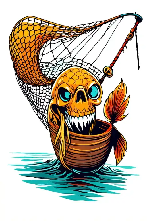 fishing net tattoo design idea