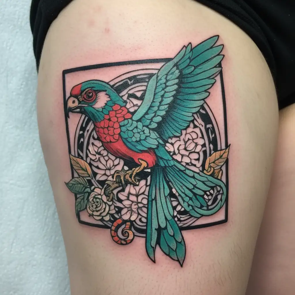 Guatemala Quetzal posing tattoo design idea