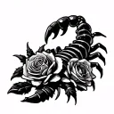 scorpion and rose with thorns tattoo design idea