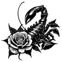 scorpion and rose with thorns tattoo design idea
