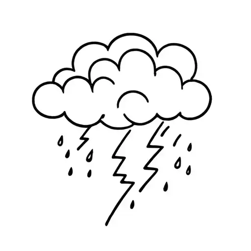 cloud storm with lightning and rain cloud tattoo design idea