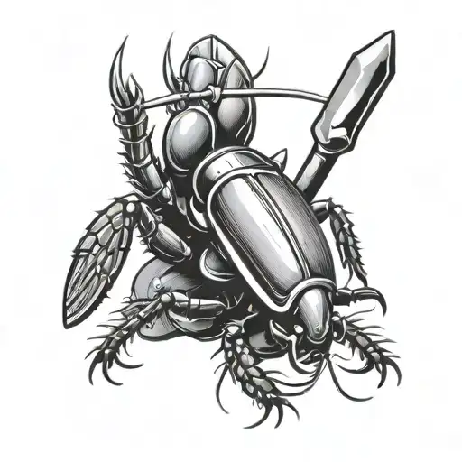 cockroach and wrench tattoo design idea