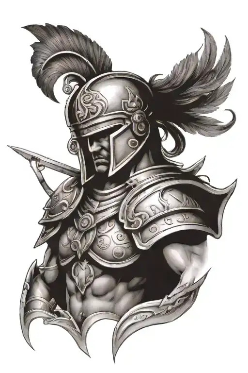 Trojan warrior holding tattoo design idea