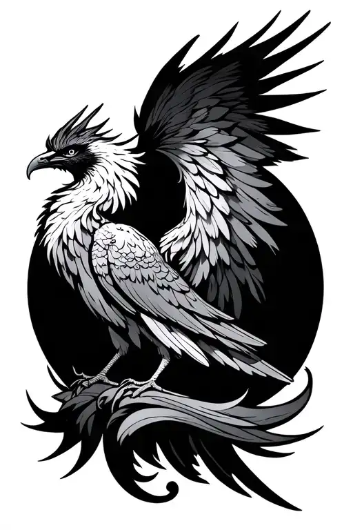 gothic rising Phoenix bird tattoo design idea