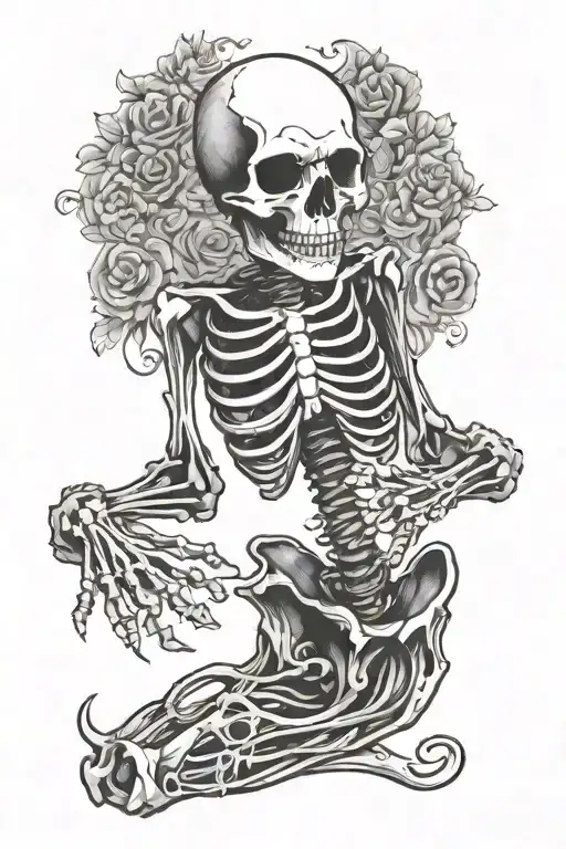 dancing skel tattoo design idea