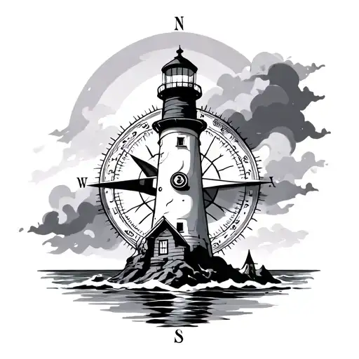 Lighthouse Compass tattoo design idea