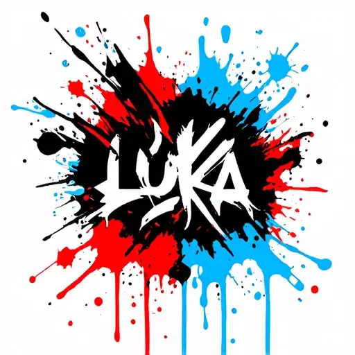 black name Luka with Shadowsa and black, Blue and red backgroumd tattoo design idea
