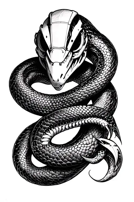 robotic king cobra tattoo design idea