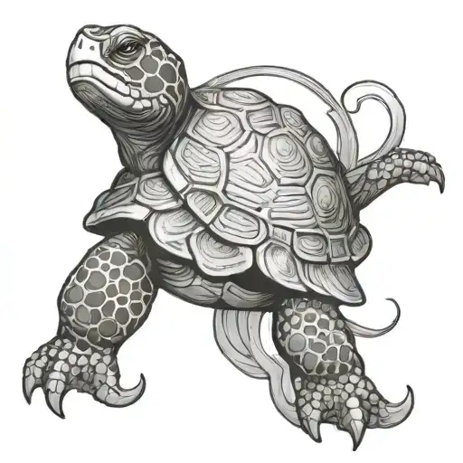 siege turtle standing on square jade stone tattoo design idea