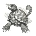 siege turtle standing on square jade stone tattoo design idea