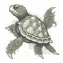 siege turtle standing on square jade stone tattoo design idea