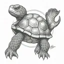 siege turtle standing on square jade stone tattoo design idea