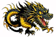 lightening, black dragon, small yellow dragon tattoo design idea