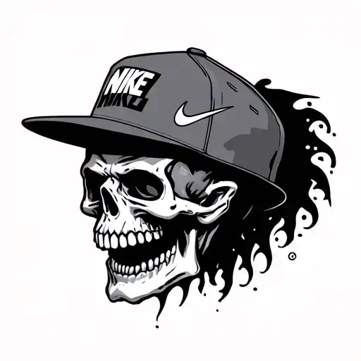  very super super simple asy quick fast traceable tracing drawing Stencils of Badass wicked Skulls wearing Nike Hats wit tattoo design idea