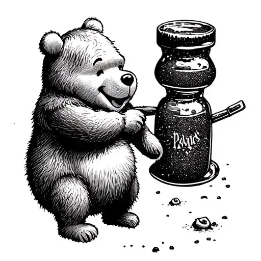 Winnie the Pooh with honey tattoo design idea