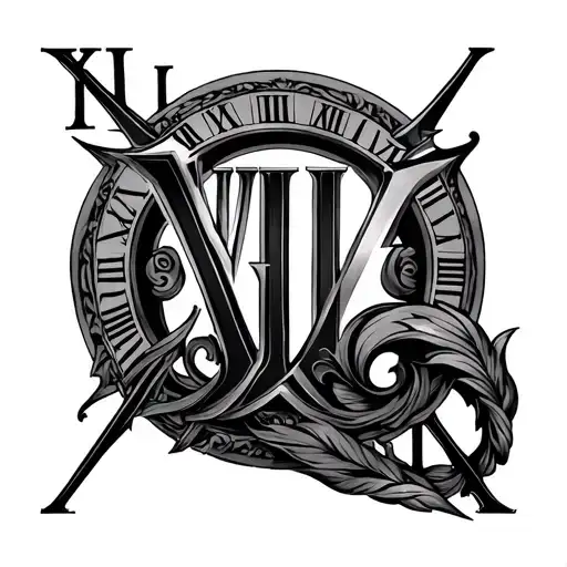 Roman numerals VIII MYIII I tattoo design idea