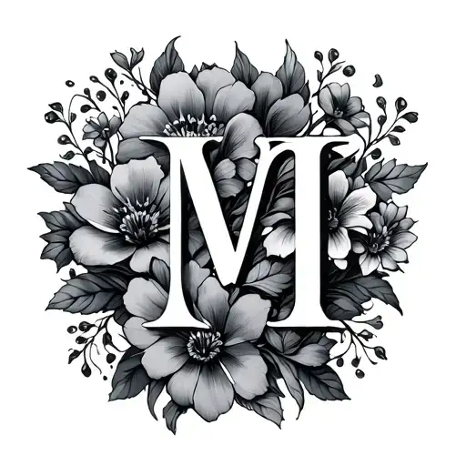 flowers with tendrils that meander over the arm, from these tendrils the letters M I J T are to be formed invisible tattoo design idea