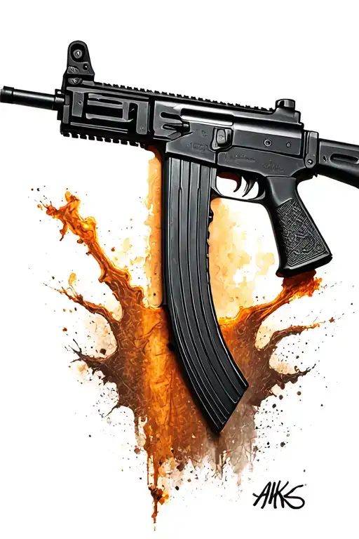 AK47 ASSAULT RIFLE tattoo design idea