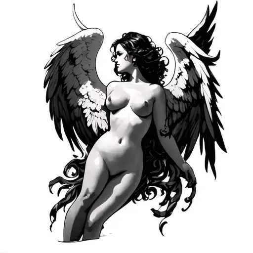 sexy angel tattoo design idea