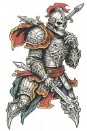 traditional knight with a skull tattoo design idea