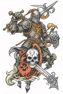 traditional knight with a skull tattoo design idea