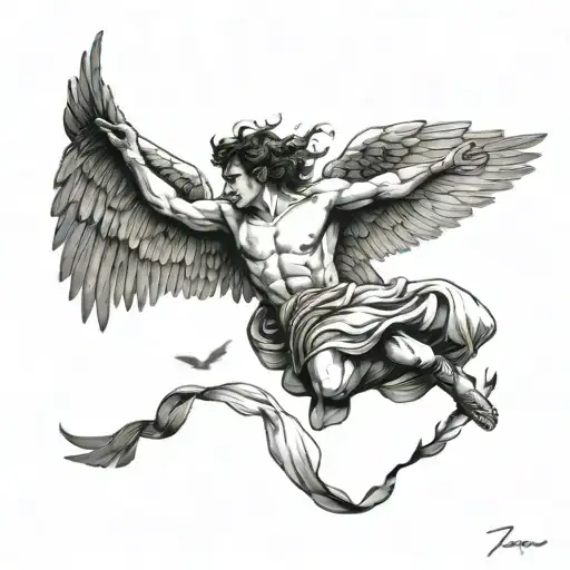 Icarus falling tattoo design idea